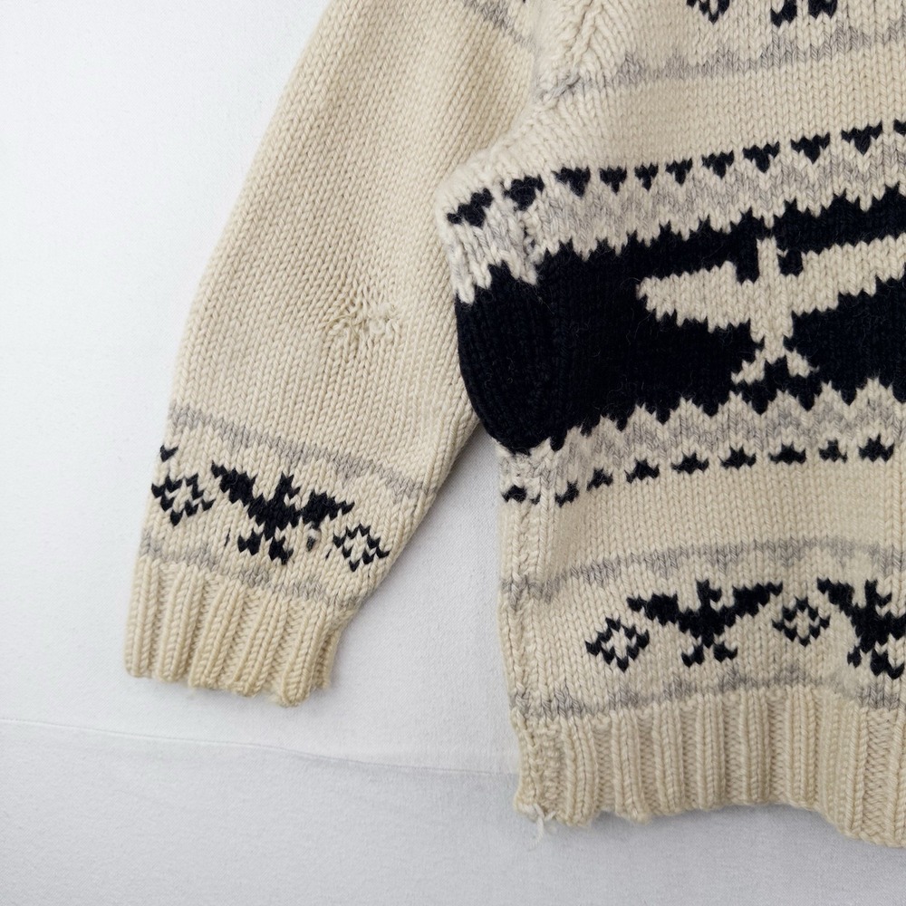 60's Vtg Cowichan Hand Knit Thunderbird Wool Cardigan Sweater Men's Large *Read - Picture 10 of 16